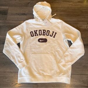Okoboji Nike Club Fleece Hoodie White Maroon size Medium